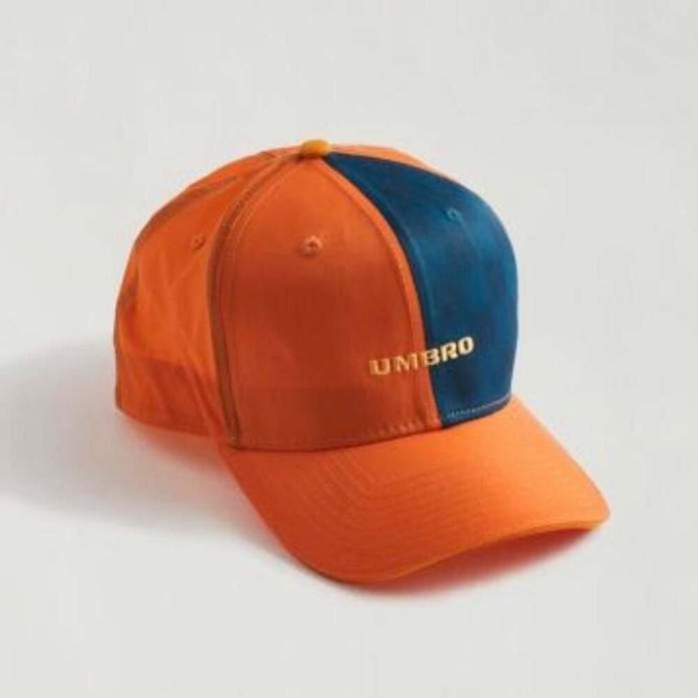 Umbro Tonal Check Baseball Hat Orange Navy Snapback
